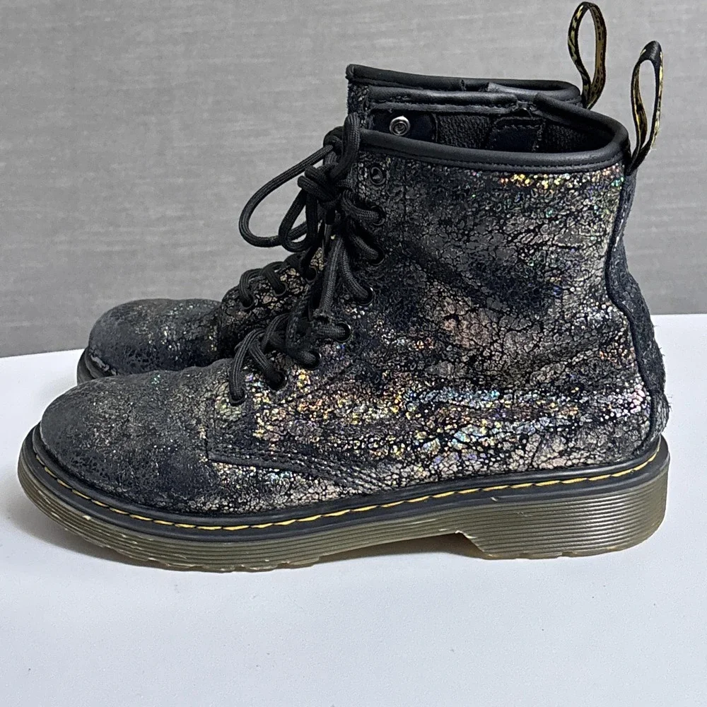 Dr Martens Boots‎ Youth USM 4 Crinkle Metallic 1460 J Glitter Combat Zip Ankle